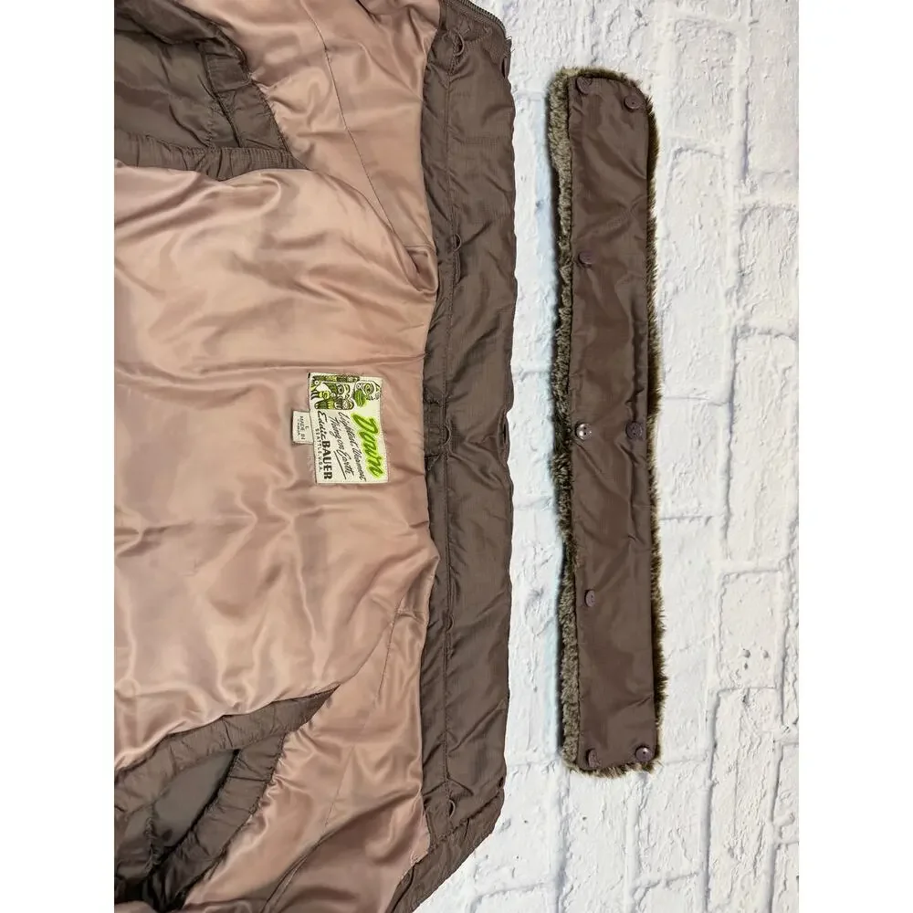 Eddie Bauer Down Vest with faux Fur Collar Eggplant Aubergine Purple size Large - Picture 12 of 16